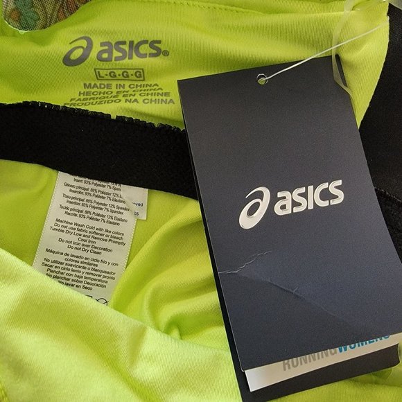 ASICS Neon Green Halter Racer Back Strappy Dry Built-in Bra Sports Tank Top L - Picture 12 of 13